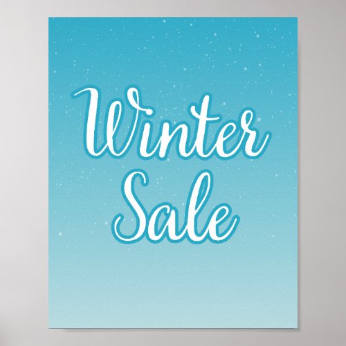 Winter Sale Sign Blue Sale Sign Seasonal Sale  Poster