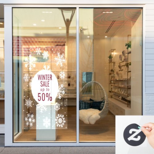 Winter sale snowflakes large window cling