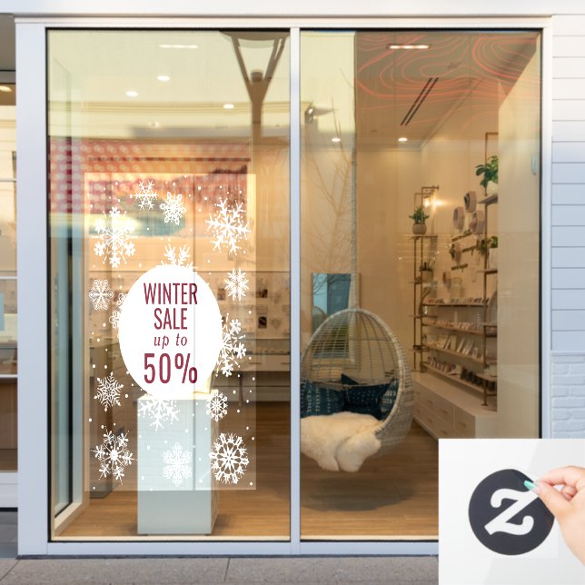 Winter sale, snowflakes large window cling (Store Window)
