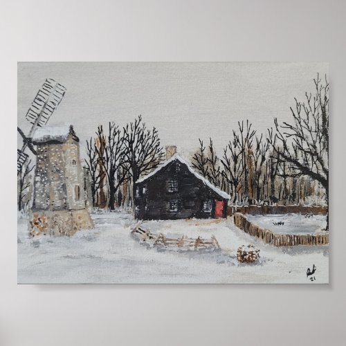 Winter Salt Box Home  Poster