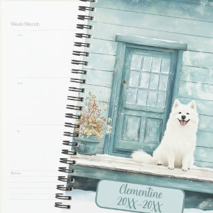Winter Samoyed Dog Undated Appointment Book Planner