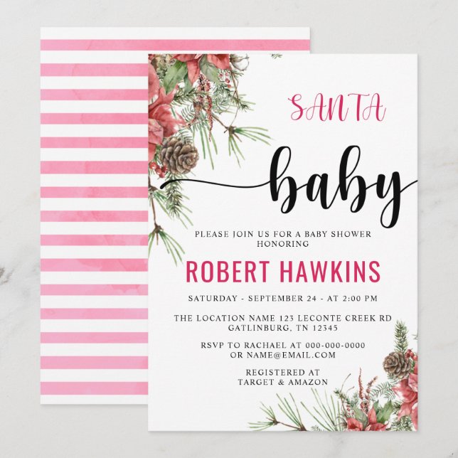 Winter Santa Baby Baby Shower Invitation (Front/Back)