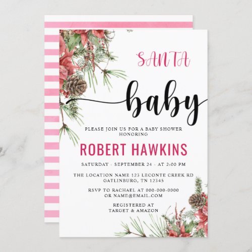 Winter Santa Baby Baby Shower Invitation