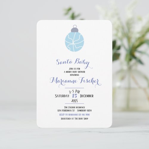 Winter Santa baby boy Shower Invitation