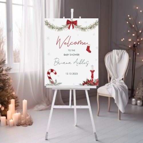 Winter Santa Baby Shower Welcome Sign