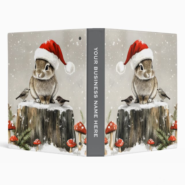 Winter Santa Bunny Wonderland 3 Ring Binder (Background)
