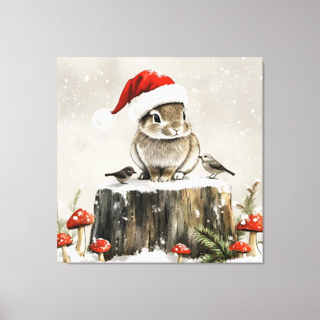 Winter Santa Bunny Wonderland Canvas Print (Front)