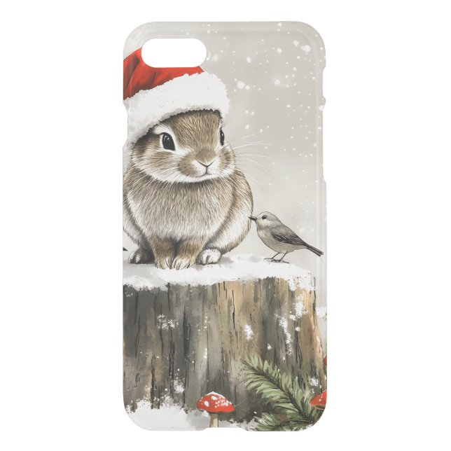 Winter Santa Bunny Wonderland Uncommon iPhone Case (Back)