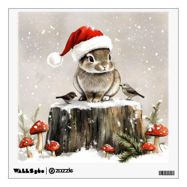 Winter Santa Bunny Wonderland Wall Decal (Front)