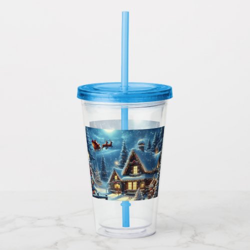 WinterSantaChristmasSnow Acrylic Tumbler