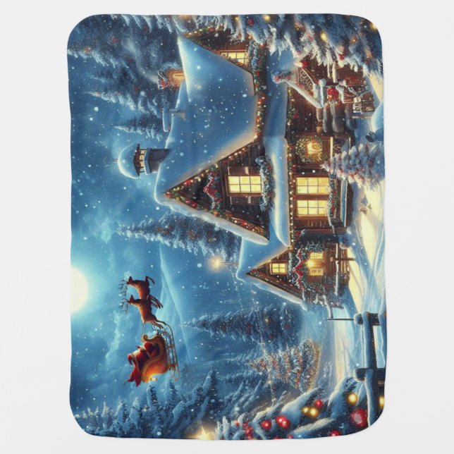 Winter/Santa/Christmas/Snow Baby Blanket (Front)