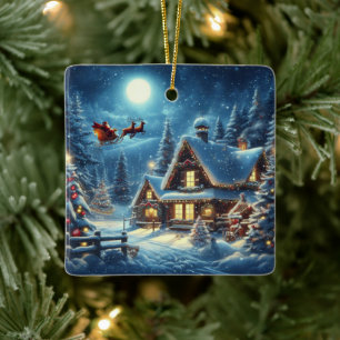 Winter/Santa/Christmas/Snow Ceramic Ornament