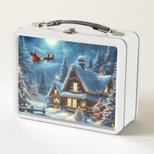 WinterSantaChristmasSnow Metal Lunch Box