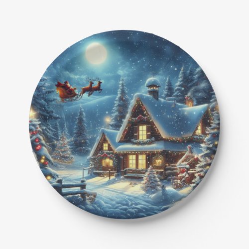 WinterSantaChristmasSnow Paper Plates