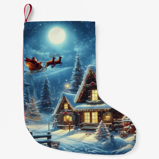 Winter/Santa/Christmas/Snow Small Christmas Stocking (Front)