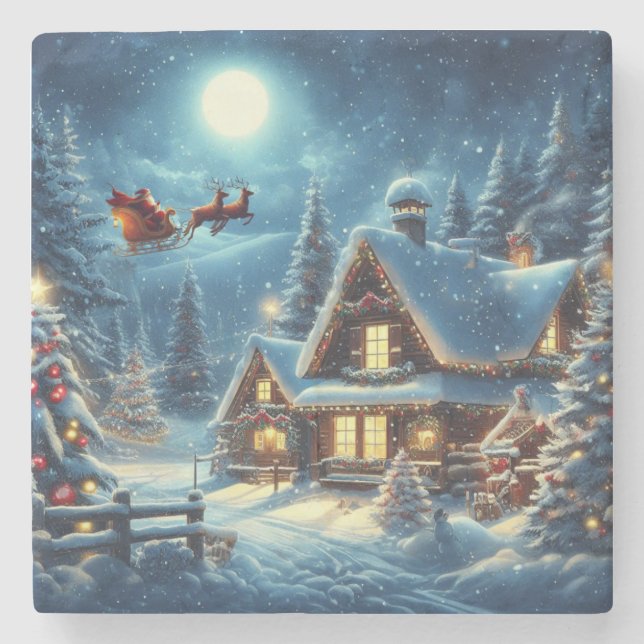 Winter/Santa/Christmas/Snow Stone Coaster (Front)