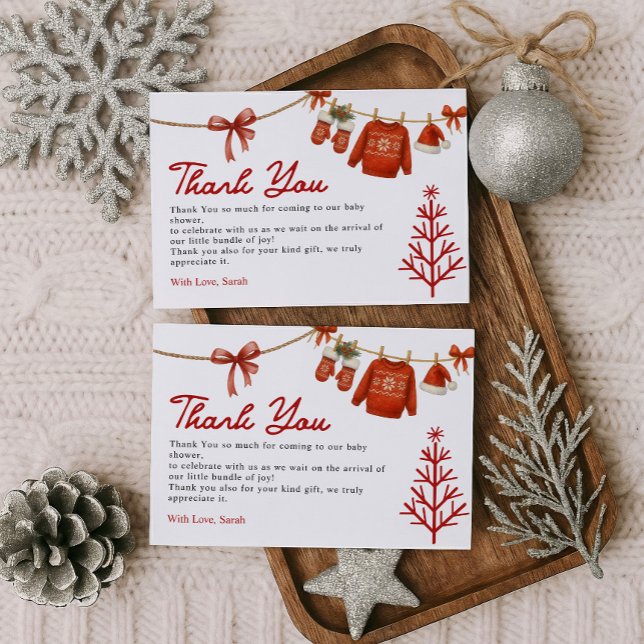 Winter Santa  Letterpress Thank You Card (Creator Uploaded)
