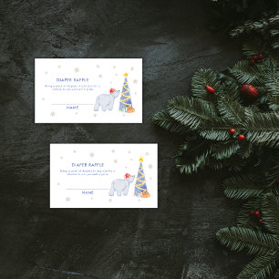 Winter Santa Polar Bear Diaper Raffle Baby Shower  Enclosure Card