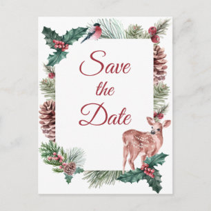 Winter Save The Date Christmas Wedding Engagement Postcard