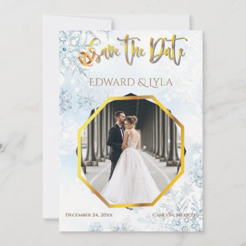 Winter Save the Date Photo Wedding Invitation