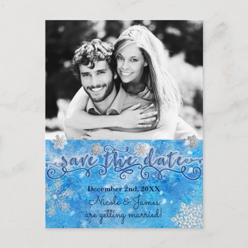 Winter SAVE THE DATE Photo Wedding Postcard
