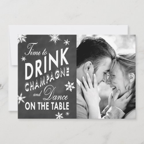 Winter Save the Date Time to Drink Champagne