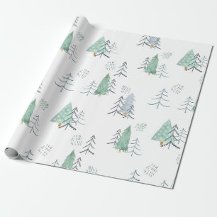 Winter Scandinavian Tree Hand-Painted Pattern Wrapping Paper