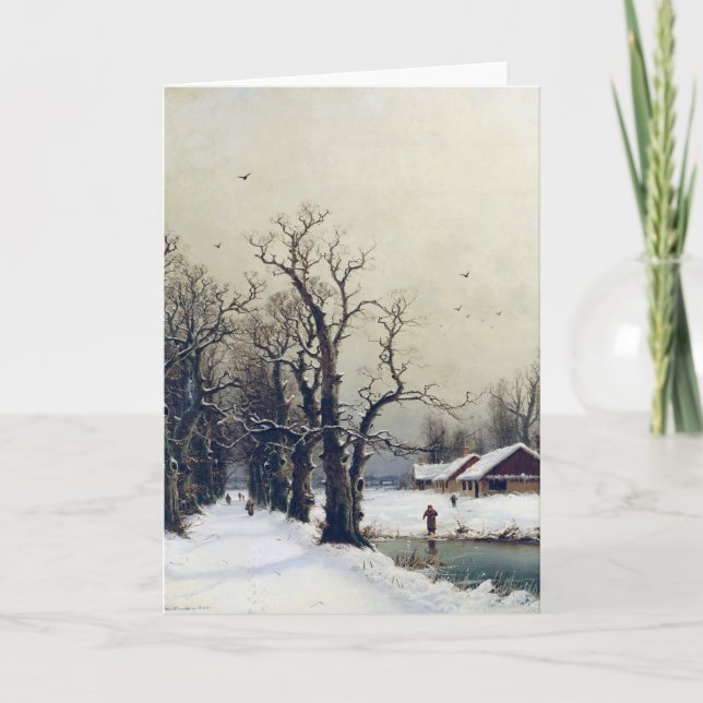 Winter scene, 19th century holiday card (Front)