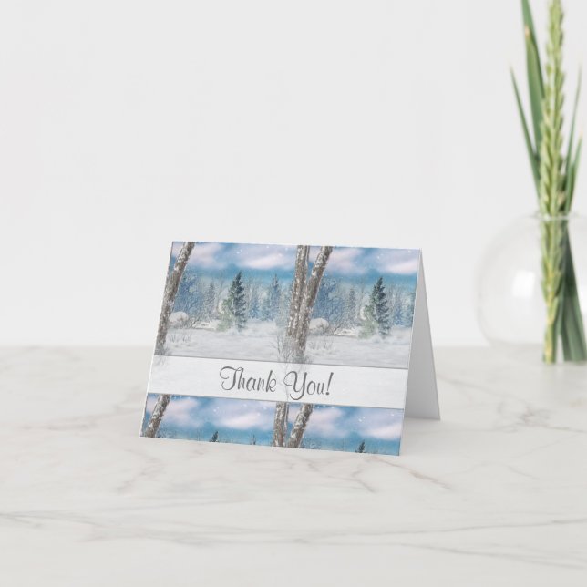 Winter Scene All Occasion Thank You Note Card (Front)