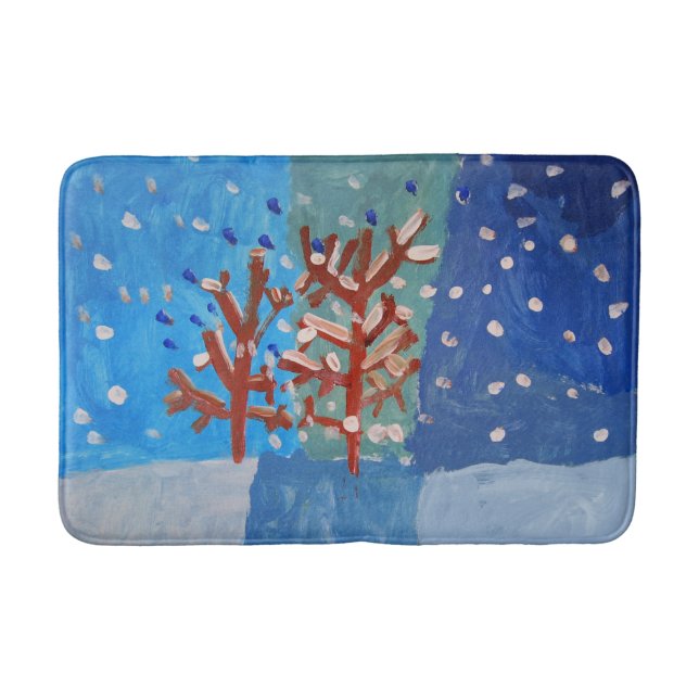 Winter Scene "Art by Kids" Bath Mat (Front)