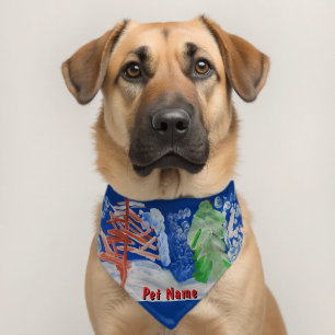 Winter Scene "Art by Kids" Pet Bandana Collar