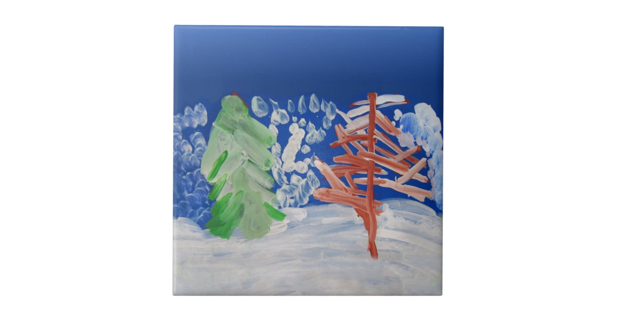Winter Scene Art by Kids Tile Zazzle