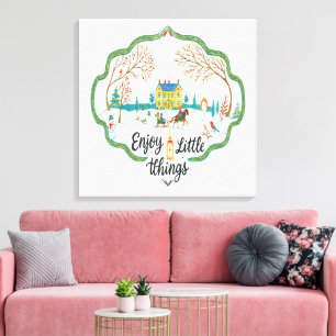 Winter Scene Art Cozy Snow Landscape Canvas Print