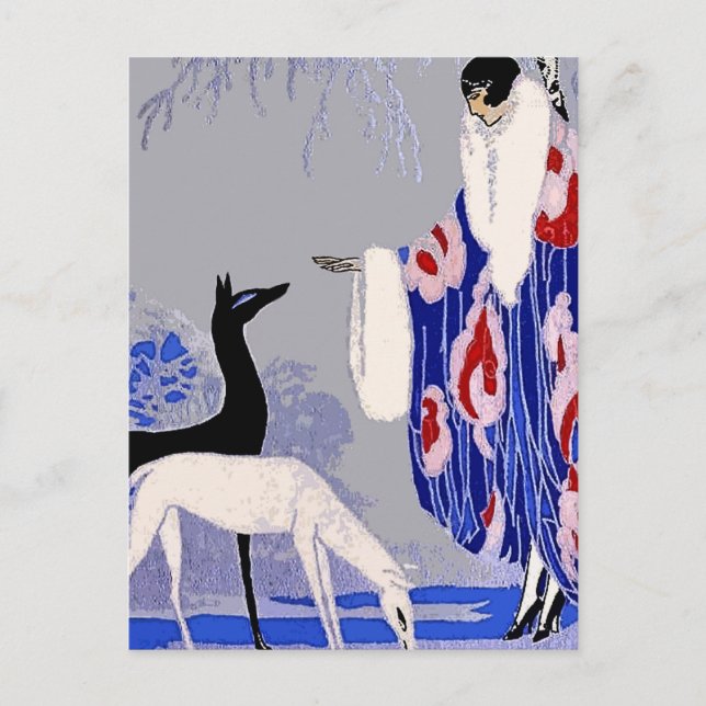“Winter Scene” Art Deco by George Barbier Postcard (Front)