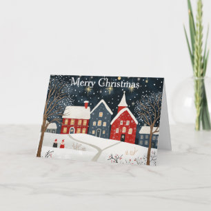 Winter Scene at Christmas Holiday Card