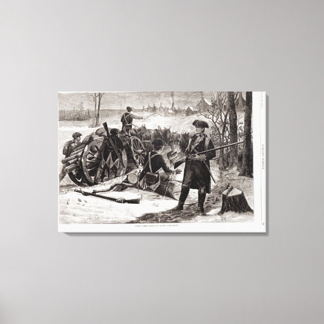 Winter Scene at the Continental Army Encampment Canvas Print (Front)