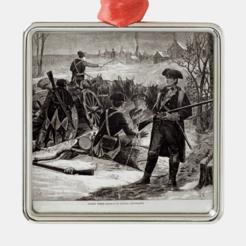 Winter Scene at the Continental Army Encampment Metal Ornament
