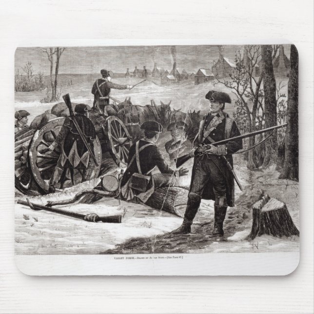 Winter Scene at the Continental Army Encampment Mouse Pad (Front)