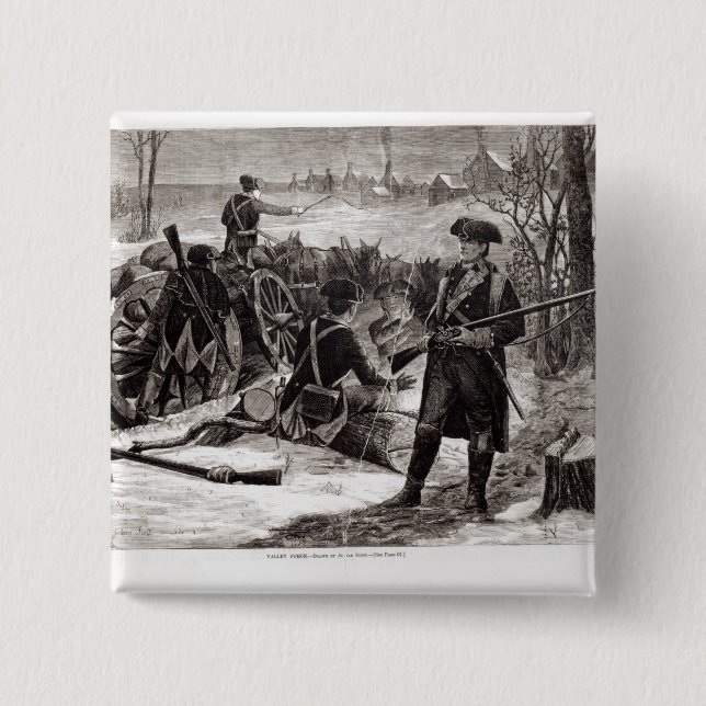 Winter Scene at the Continental Army Encampment Pinback Button (Front)