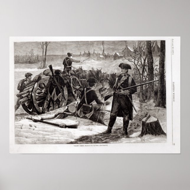 Winter Scene at the Continental Army Encampment Poster (Front)