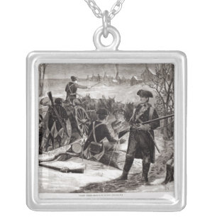 Winter Scene at the Continental Army Encampment Silver Plated Necklace
