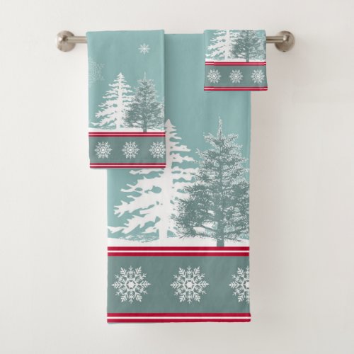 Winter scene bath towel set