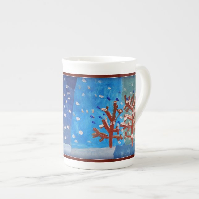 Winter Scene Bone China Mug (Front Right)