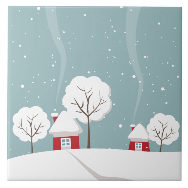 Winter scene ceramic tile (Front)