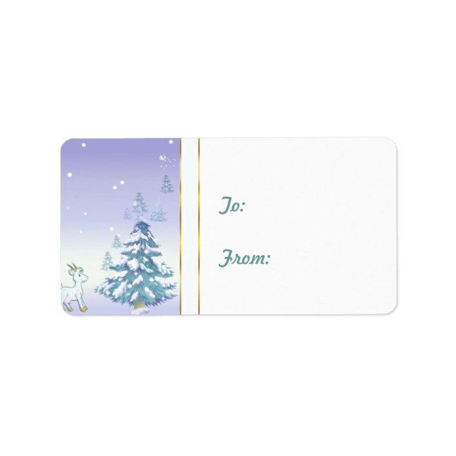 Winter Scene Christmas  Goat   Gift Tag (Front)