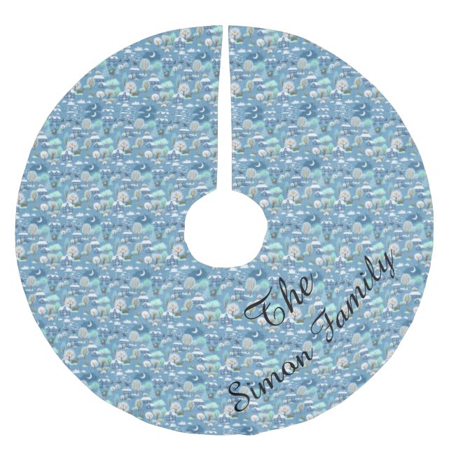 Winter Scene Christmas Tree Skirt (Front)