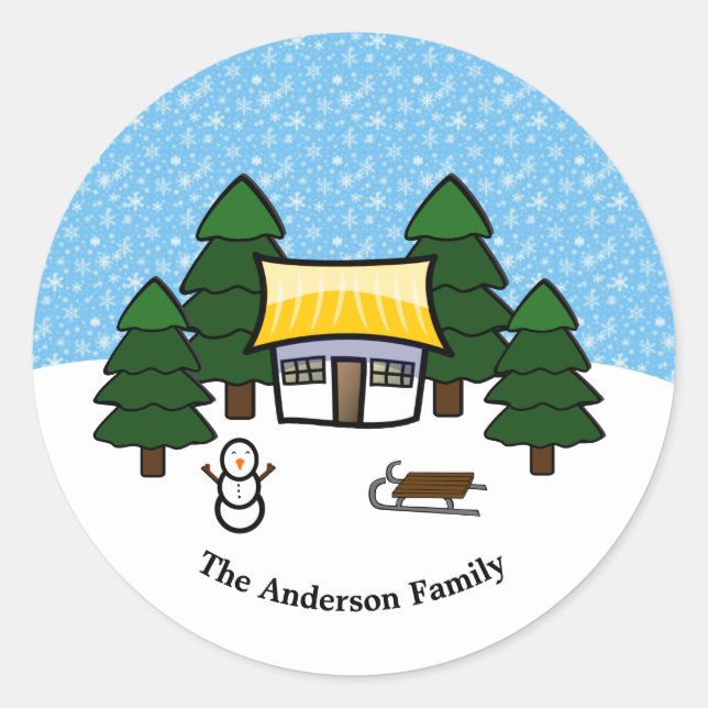 Winter Scene - Circle Sticker (Front)