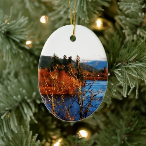 Winter Scene Columbia Gorge Ceramic Ornament