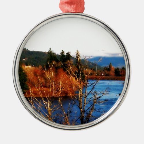 Winter Scene Columbia Gorge Metal Ornament