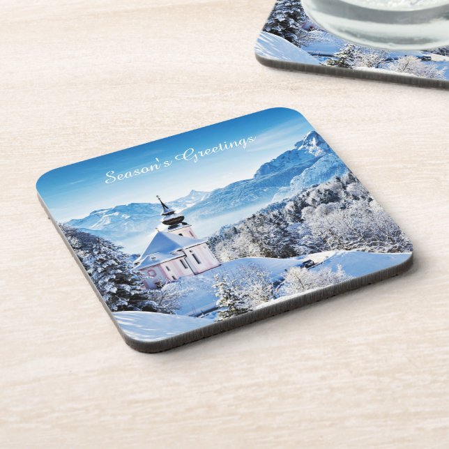 Winter scene custom  beverage coaster (Left Side)